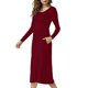 thumbnail image 3 of Vestido plisado de manga larga, vestido de manga larga redondo para mujer, vestido hasta la rodilla con cuello redondo, vestido elegante de manga larga para mujer, artesanía superior, 3 of 5