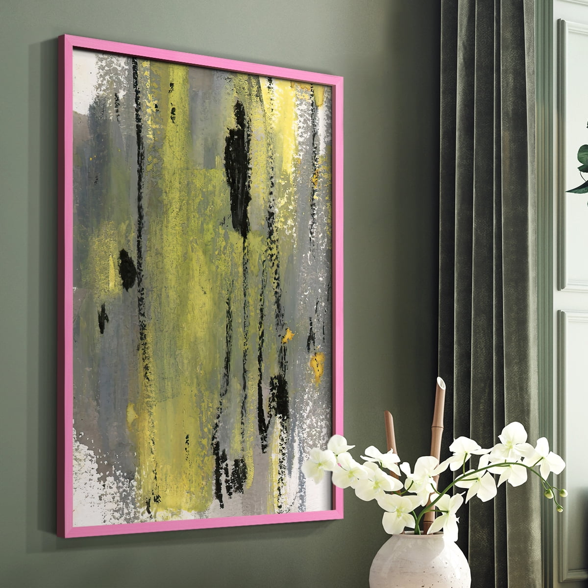 Loft Pastel II Framed Print in Pink Solid Wood Framed Print No Nail Hanging