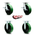 thumbnail image 2 of 8 Inch Kingpinless Green Poly on Steel Wheel Caster Set 2 Brakes 2 Rigid SCC, 2 of 2