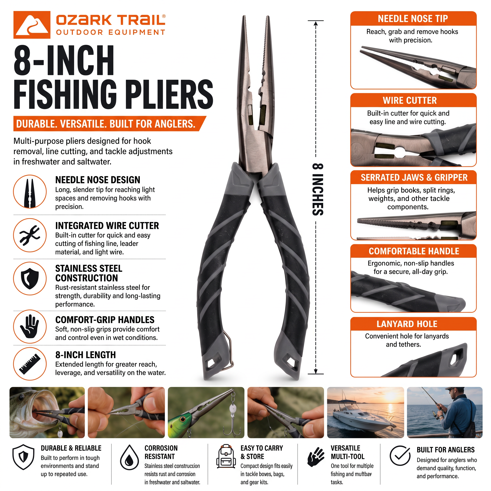 Ozark Trail 8-inch Stainless Steel Fishing Pliers photo 2