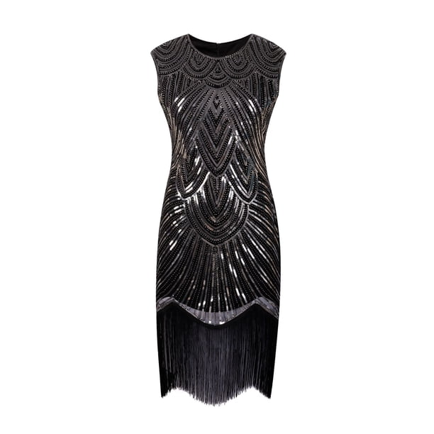 Vestido de lentejuelas con borlas, estilo retro de los años 20, para fiestas y banquetes, talla grande