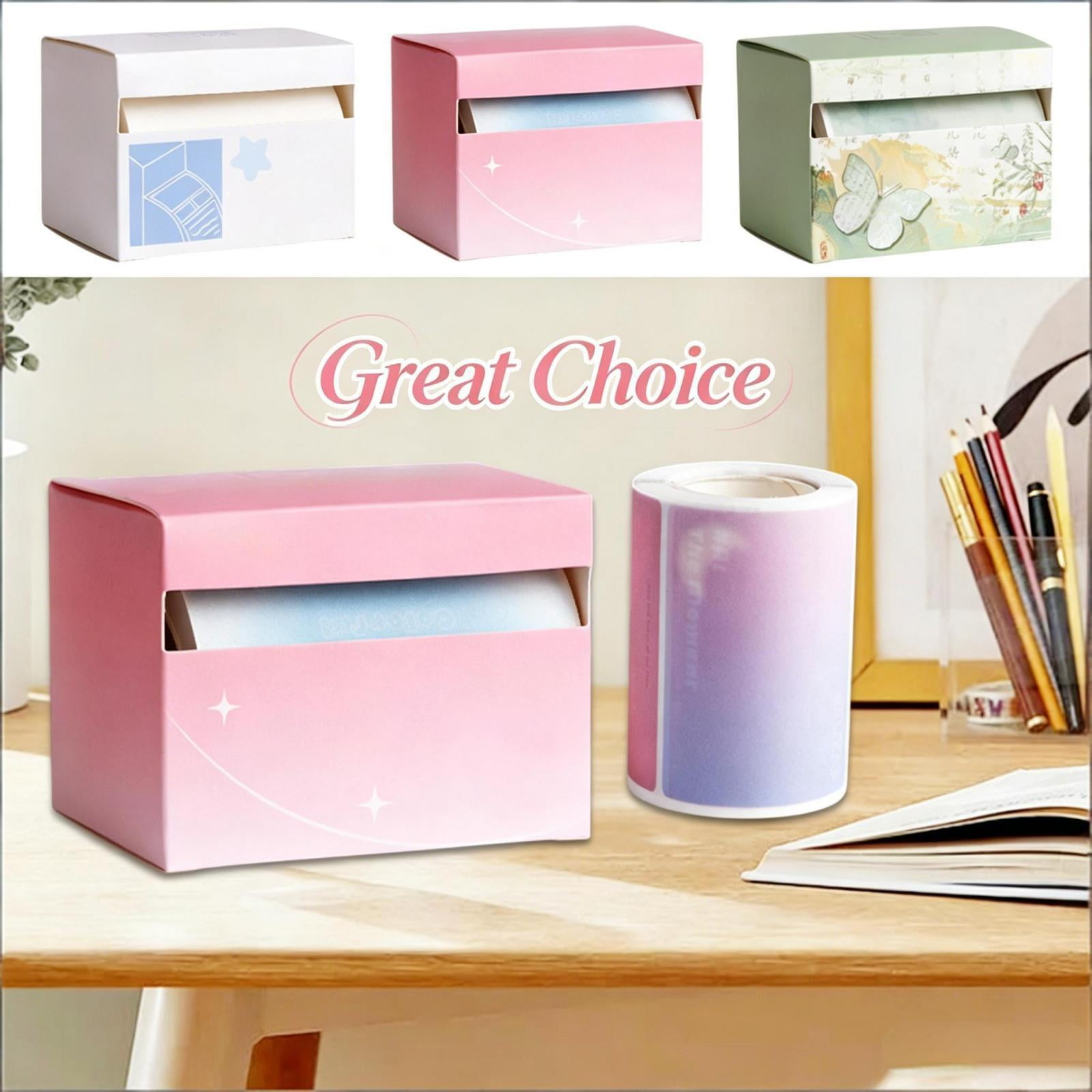 Pull-Out Sticky Notes Dispenser Box White Self-Adhesive Memo Pads Portable Reminder Note Paper for Office Work Planning Journaling Daily Task Marking