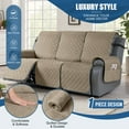 thumbnail image 6 of Timeles Waterproof Recliner Sofa Covers, Recliner Couch Covers with Leg Straps, Reversible Recliner Covers for 3 Seat Reclining Chair, Washable Sofa Protector for Pets Kids (Khaki), 6 of 9