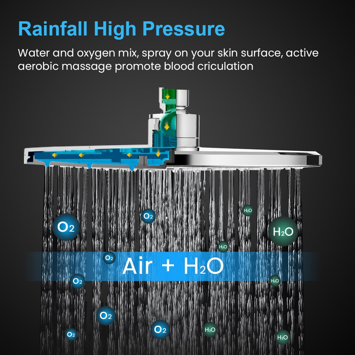 INSMA 9 Inch High Pressure Rainfall Shower Head and Handheld Combo, Luxury Modern Chrome Plated with 60'' Hose Anti-leak with Holder