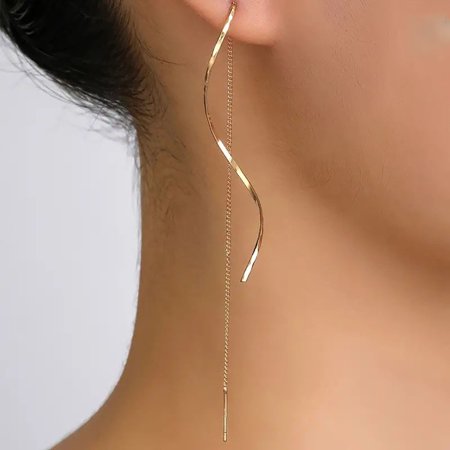 L.YY Wave Drop Gold Earrings, Gold, Includes Jewelry Box
