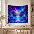 thumbnail image 5 of Planet Rising Above Rainbow Waterfalls and Lake, Mystical Fantasy Style for Space Lovers, Galaxy Wall Art, Housewarming Gift, Tapestry Wall Hanging for Bedroom and Dorm, 5 of 7