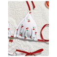 thumbnail image 3 of Women's 2 Piece Swimsuit Cherry Print Bikini Set Halter Triangle Bikini Side Tie String Bathing Suits White Red Medium, 3 of 4
