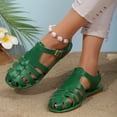 thumbnail image 5 of Sandals Wide Feet, Womens Sandals Wide Width, Women's Flat Sandals, Women's Mexicanos Huaraches Sandals Summer Beach Vacation Closed Toe Ankle Strap Flats Walking Wedding Shoes, Green 6, 5 of 6