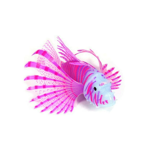 BAELLERT Fish Tank Silicone Lionfish Decoration with Suction Cup Glow in The Dark Realistic Floating Colorful Fish Model Aquarium Landscape Ornament