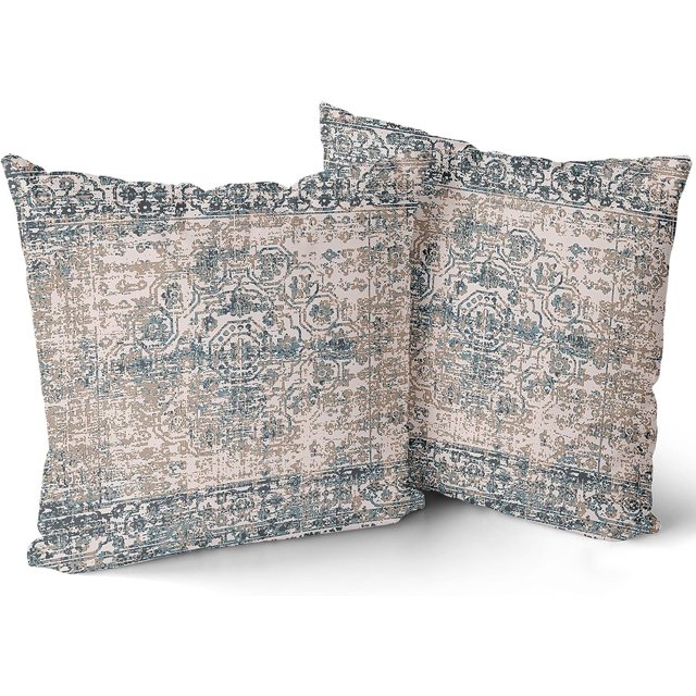 Merry-XMAS 20"X20" Grey Bohemian Cotton Throw Decorative Pillow Cover, Invisible Zipper (2 Count)
