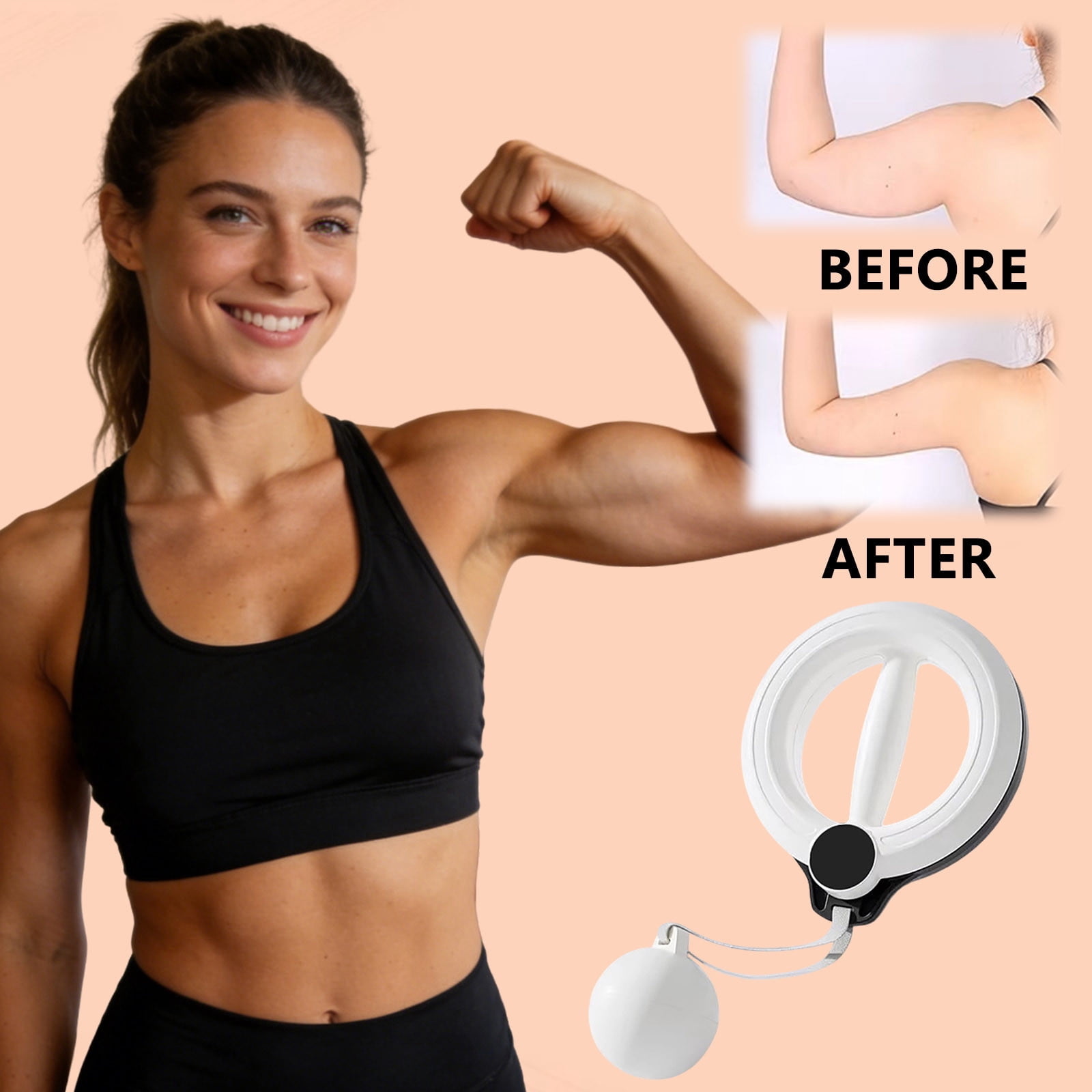 360° Rotating Forearm & Arm Trainer - Portable Upper Body Muscle Exerciser for Home/Gym, Wrist & Shoulder Strength Training (White)