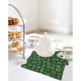 thumbnail image 4 of St Patrick's Day Kitchen Dish Towels for Drying Dishes Set of 2, Watercolor Shamrock Leaf Retro Dark Green Waffle Weave Microfiber Hand Tea Bathroom Towels Quick Dry & Absorbent Towel 12x12, 4 of 7