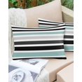 thumbnail image 2 of Outdoor Waterproof Throw Pillow Covers Set of 2 Teal Stripes Decorative Pillowcases Lumbar Outdoor Pillows Cushion Case 20x12 Inch Black Lines Striped Patio Pillows for Couch Sofa Bed Garden, 2 of 9