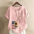 thumbnail image 2 of Sexlip Womens Short Sleeve Blouse Side Button Sunflower Flag Print Loose Sleeve Soft Fabric Relaxed Silhouette for Weekend Gatherings Pink XL, 2 of 4