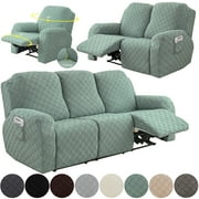 TOPCHANCES Stretch Recliner Sofa Covers, Jacquard Fabric Armhair Loveseat Slipcover, Non-slip Couch Protector, Friendly to Pets (Bean Green, For 3-Seater Sofa )
