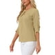 thumbnail image 4 of CURVOSPORT Camisa Elegante para Mujeres, Top de Oficina con Abertura Clave, Frente Plisado, Manga 3/4, Blusa de Chifón M Caqui, 4 of 6
