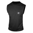 thumbnail image 2 of Cotton Muscle Tank Tops for Men Workout Sleeveless T-Shirts Crew Neck Athletic Bodybuilding Shirts with Chest Pocket, Summer Moisture Wicking Breathable Fashion Streetwear Pullover Tee, 2 of 6