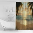 thumbnail image 4 of 54x78 Inch Shower Curtain Decorative Summer Coastal Beach Bathtub Bath Curtains Fabric Waterproof Bathroom Decor Coastal Ocean Tropical Palm Tree Small Stall Shower Curtain Set with 12 Hooks, 4 of 6