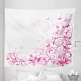 thumbnail image 1 of Rose Tapestry, Swirling Leaves with Blossoms and Butterflies Dreamlike Natural Composition, Fabric Wall Hanging Decor for Bedroom Living Room Dorm, 5 Sizes, Rose Pink and Magenta, by Ambesonne, 1 of 1