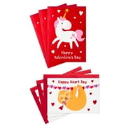 Hallmark Valentine's Day Greeting Card Assortment for Kids (6 Cards, 2 Designs) Unicorn and Sloth