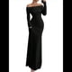 thumbnail image 3 of Vestido Ajustado de Larga con Hombros Descubiertos para Mujer, Elegante Vestido para Cóctel o Fiesta Negro XXL, 3 of 9