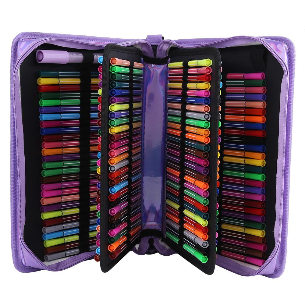 LYUMO 4Colors 160Slots Pen Storage Bag Colored Pencil Case Drawing Pens