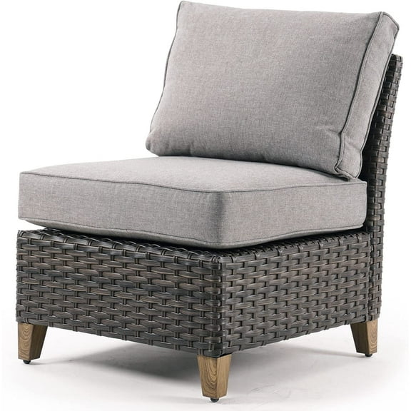 Grand Patio Outdoor Furniture, Patio Wicker Armless Single Sofa Couch Chair, Gray