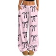 thumbnail image 2 of Hearthz Women Pajama Pant Drawstring Wide Leg Valentine's Day Bowknot Women’s Lounge Pants Baggy Soft Comfy Lightweight Sleep Pants for Women, 2 of 7