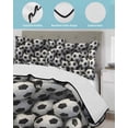 thumbnail image 4 of Quilts Twin Size Bedding Set, Football Sports Lightweight Quilted Comforter, Modern Chic Classic Soccer Textured Soft Reversible Bedspread Coverlet with Pillow Covers for All Season, 68" x 86", 4 of 7