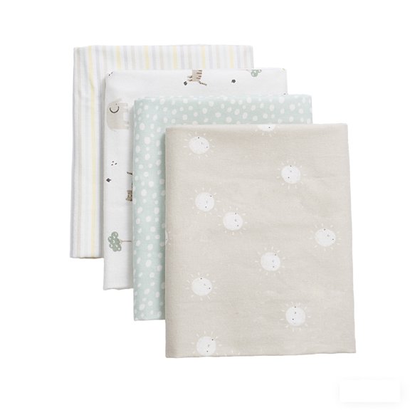 George Baby Neutral Organic Cotton Flannel Receiving Blankets (4 Count)