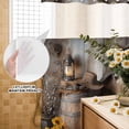 thumbnail image 3 of No Hook Shower Curtain, Vintage Western Shower Curtains for Bathroom with See Through Top Window, Countryside Sunflowers Wooden Retro Waterproof & Washable Bath Curtain Narrow 54"x78", 3 of 9
