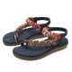 thumbnail image 5 of Bmisegm 2024 Bohemian Flower Rhinestone Women's Sandals Round Toe Casual Plus Size Women's Shoes Travel Beach Sandals Womens Sandals Summer Navy 7.5, 5 of 6