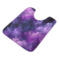 U-Shaped Toilet Mat Plush Bathroom Rug Mat Non Slip Bathroom Mats Purple and Black Tie-dye Texture