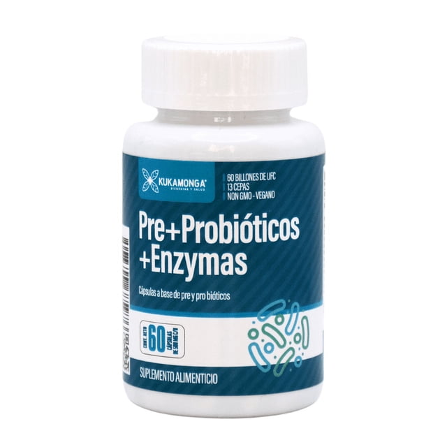 Enzimas Digestivas + Probióticos | Fórmula con enzimas digestivas y probióticos: Lactobacillus acidophilus, Proteasa, Lactasa, Lipasa, Bromelina y Papaína | 60 cápsulas | Dura 1 Mes