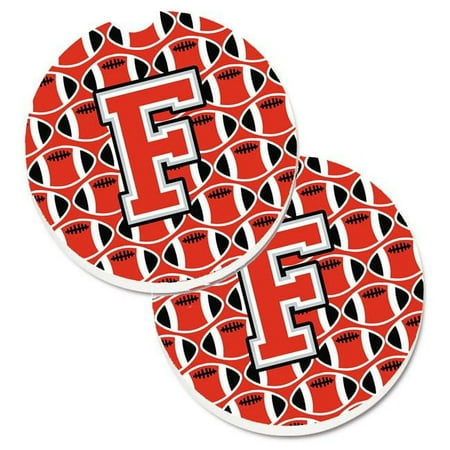 

Letter F Football Scarlet & Grey Set of 2 Cup Holder Car Coaster