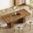thumbnail image 2 of Finmind 63-inch Farmhouse Dining Table for 4-6 People, Modern Wooden Rectangular Kitchen Table for Dining Room, Light Brown, 2 of 7