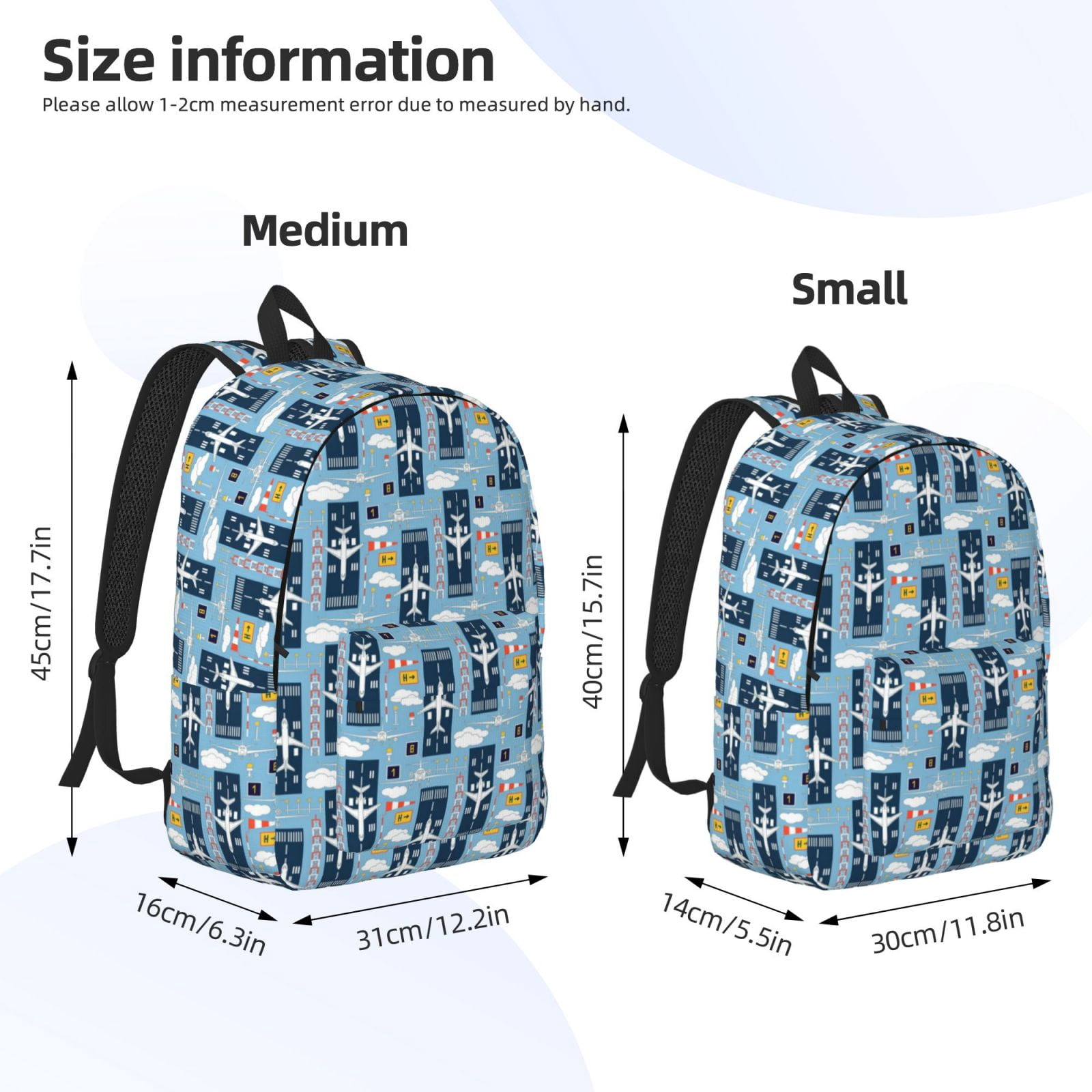 Kuqiui Airplanes and Aviation Signs Print Canvas Travel Laptop Backpack for Men Women,Business Work Rucksack College School Computer Bag Fits 15.6 Inch Notebook