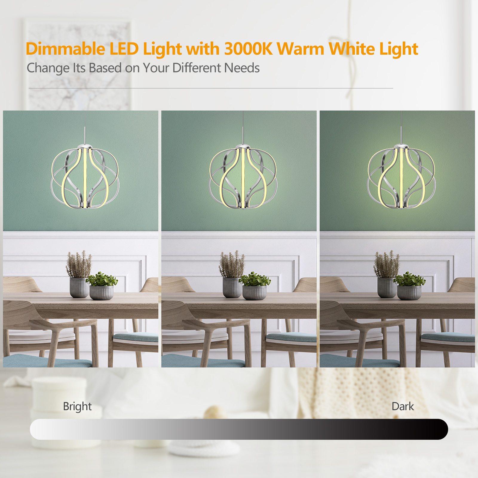 Giantex Modern LED Chandelier, Pendant Light w/Adjustable Height, Ceiling Light Fixture
