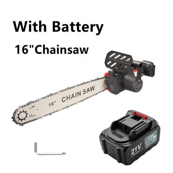 Professional 21V Battery Powered Chainsaw 16 Inch Cordless Electric Chain Saw for Wood Cutting