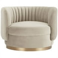 thumbnail image 6 of Maklaine Modern Velvet Swivel Accent Chair in Taupe Beige/Gold, 6 of 7