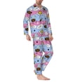 thumbnail image 3 of Bingfone Men'S Pajama Set 2 Piece Loungewear Pjs, Long Sleeve With Pajama Pants-Bees And Daisies Striped, 3 of 9