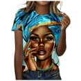 thumbnail image 1 of TSADFHJI Chemises de Noël Femmes Mode Décontractée Célébration Femmes Noir Liberté Col Rond Manches Courtes T-Shirt L Bleu, 1 of 5