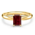 thumbnail image 3 of Gem Stone King 10K Yellow Gold Red Garnet Engagement Ring for Women | 0.80 Cttw | Emerald Cut 6X4MM | Gemstone January Birthstone | Size 7, 3 of 6