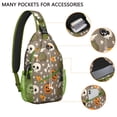thumbnail image 2 of Sling Backpack,Halloween Skulls Pumpkins and Cauldrons Sling Bag with Water Bottle Holder,Waterproof Sling Bag for Men/Women with Headphone Jack for Hiking,Travel, 2 of 6