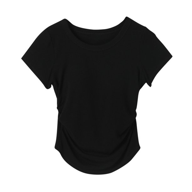 Tops de Manga Corta de las Mujeres Casual, Moda de Color Sólido, con la Almohadilla de Pecho Top de Pijama para las Mujeres
