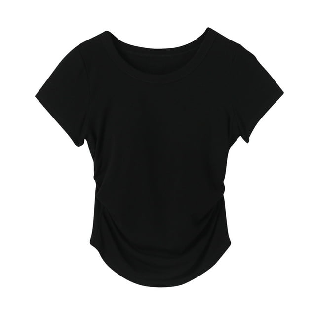 Tops de Manga Corta de las Mujeres Casual, Moda de Color Sólido, con la Almohadilla de Pecho Top de Pijama para las Mujeres