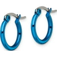 thumbnail image 3 of Stainless Steel Polished Blue Ip-Plated 15.5mm Diameter Hoop Earrings (12 X 15.5) Made In China sre422, 3 of 5