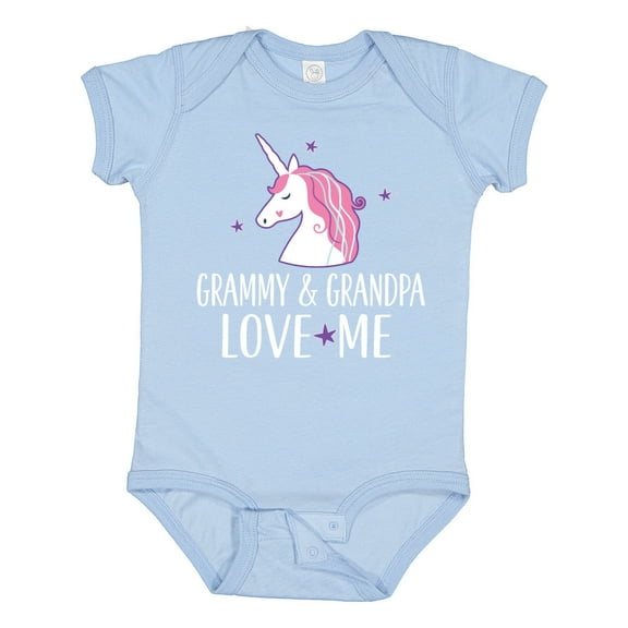 Inktastic Grammy and Grandpa Love Me Girl Unicorn Girls Baby Bodysuit
