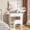 White-26.6"W, variant on VEANERWOOD Makeup Vanity with Lighted Mirror & Power Strip, Modern Vanity Table Set with 2 Drawer, for Bedroom Bathroom,Black