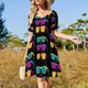 thumbnail image 4 of Vestido de manga corta para mujer Groovy Disco, falda de verano, vestidos de noche elegantes para mujer, vestidos de cumpleaños 2025 para mujer, vestido, 4 of 7